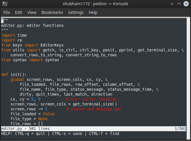 linux python text editor